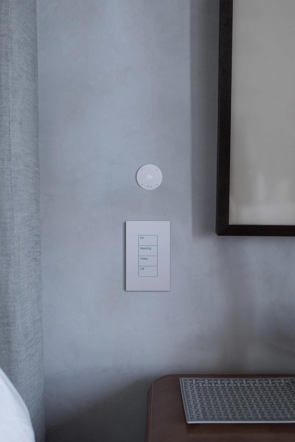 Josh.ai + Lutron keypad in a white wall